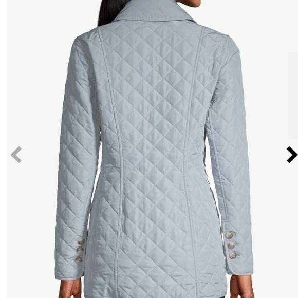 Chico's Quilted Jacket W Buttons Lt Sky Blue Size 2 NWT Plus Size - Picture 2 of 5